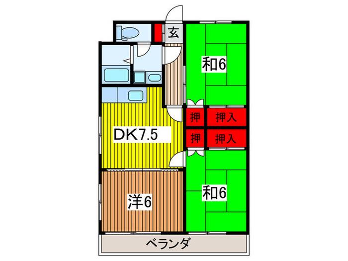 サニーハイツ浦和(3DK/1階)の間取り写真