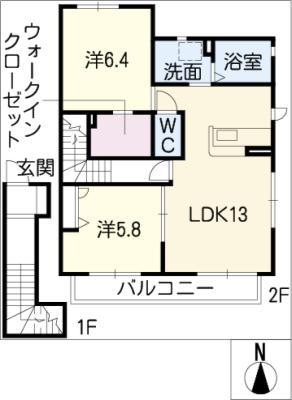 エルマノI(2LDK/2階)の間取り写真