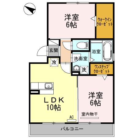 プリーズ錦(2LDK/2階)の間取り写真
