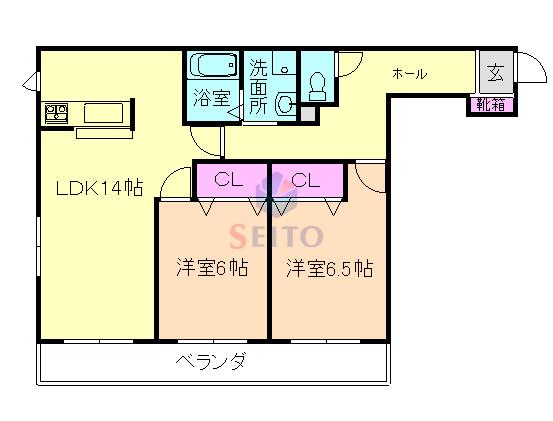 コンフォート・緑地(2LDK/4階)の間取り写真