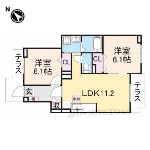 フェニックス・M(2LDK/1階)の間取り写真