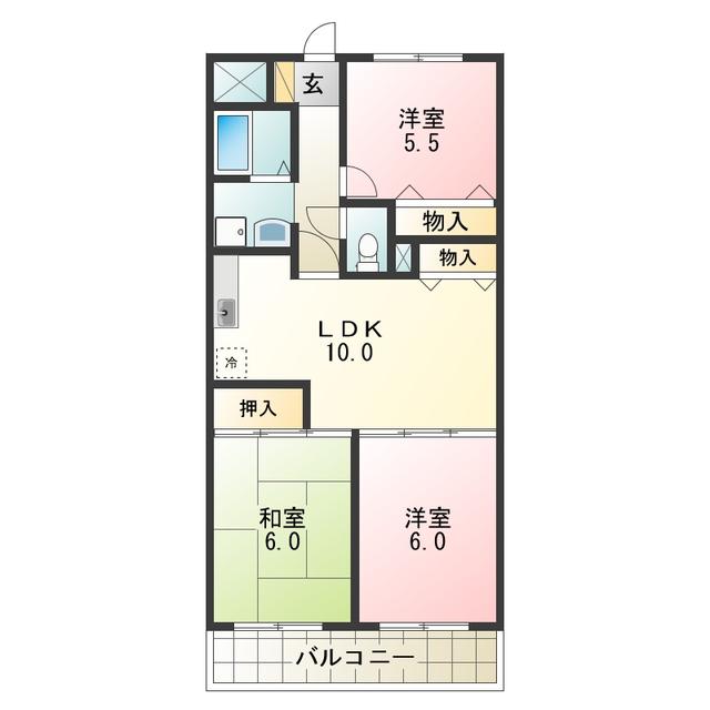 クリオパレス(3LDK/4階)の間取り写真