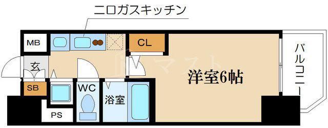 プレサンス谷町アルファ(1K/7階)の間取り写真