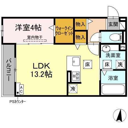 D-HILLS西浅田(1LDK/1階)の間取り写真