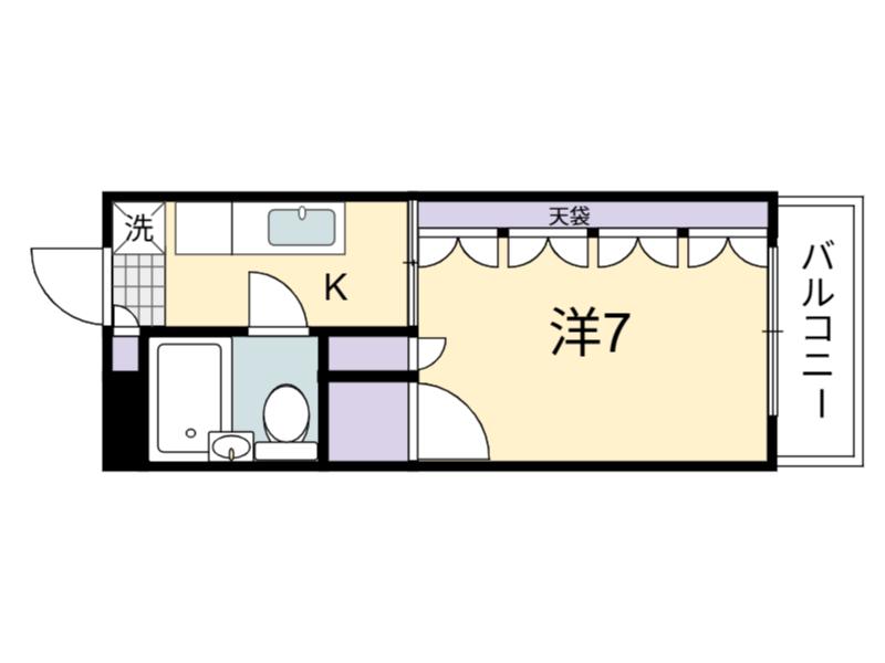 辻村マンション(1K/2階)の間取り写真