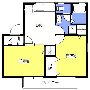 プリムヴェールファイヴ(2DK/1階)の間取り写真