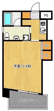 スカイハウス平尾(1K/3階)の間取り写真