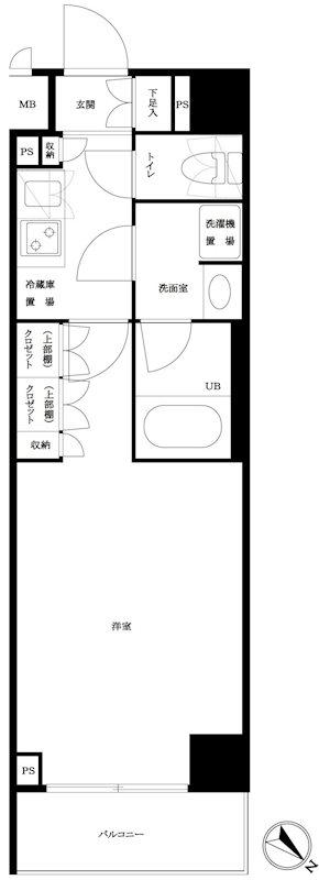 ルーブル川崎貝塚参番館(1K/4階)の間取り写真