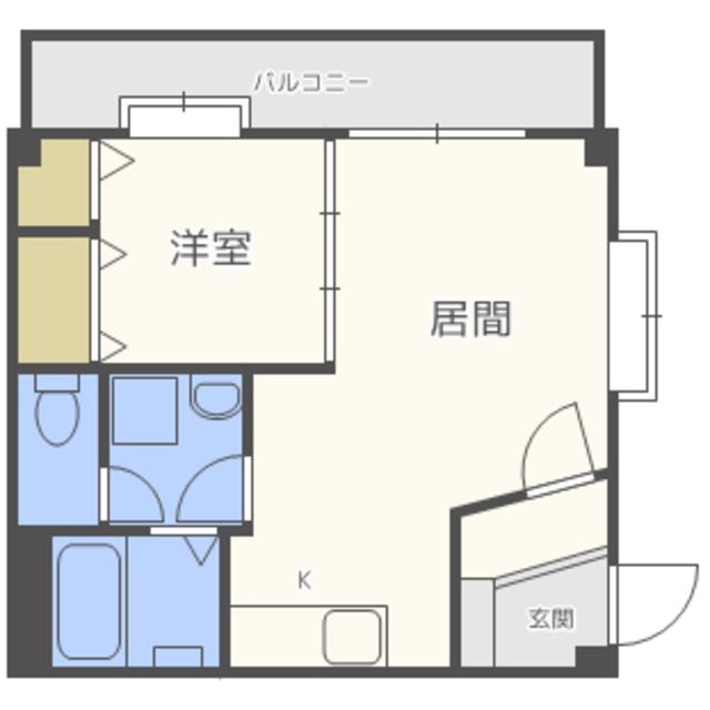 ルピエ西新(1LDK/2階)の間取り写真