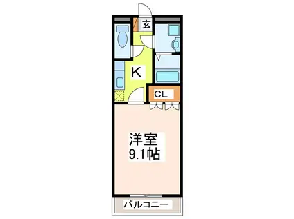 メゾンサンフィット(1K/1階)の間取り写真