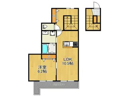 GALASSIA(1LDK/2階)の間取り写真