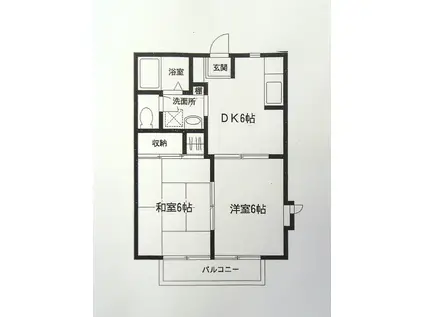 ディアフィールド富ヶ丘(2DK/1階)の間取り写真