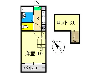 シンフォニィ百石(1K/2階)の間取り写真