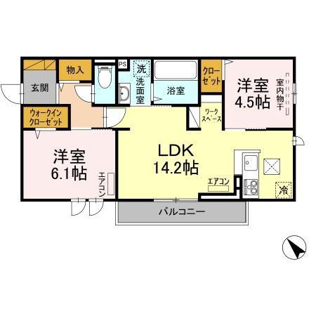 MORIYA A-ONE(2LDK/1階)の間取り写真