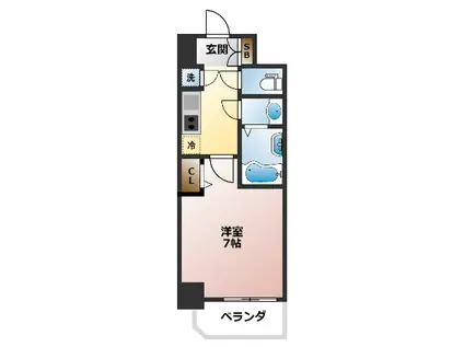 レジュールアッシュ難波MINAMI II(1K/9階)の間取り写真