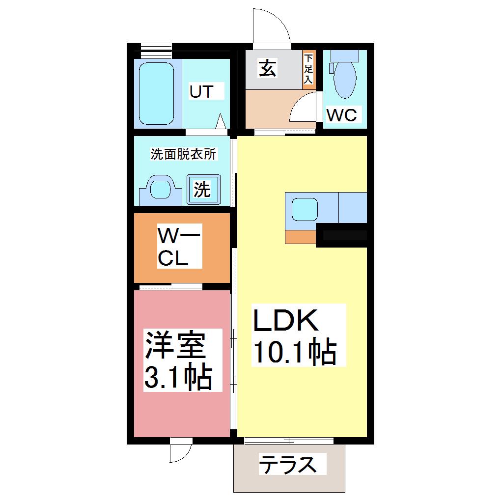 クラヴィエ二の宮(1LDK/1階)の間取り写真