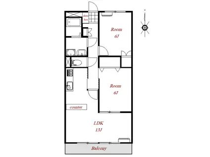 レジデンス小林(2LDK/1階)の間取り写真