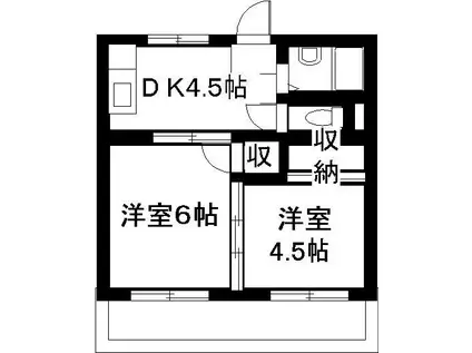 恒南コーポ(2DK/3階)の間取り写真