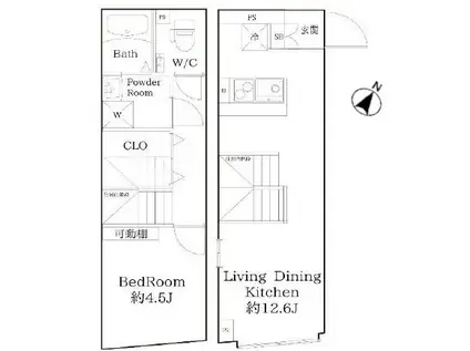 MAISON DE M メゾン・ド・エム(1LDK/B1階)の間取り写真