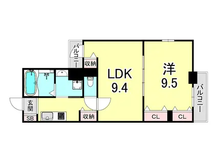 フェニックスK2(2K/3階)の間取り写真