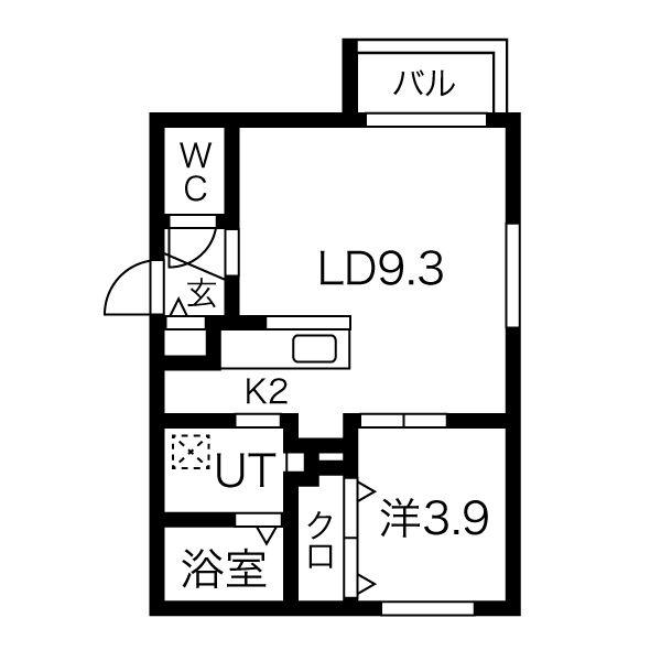 サクラブール宮の沢(1LDK/4階)の間取り写真