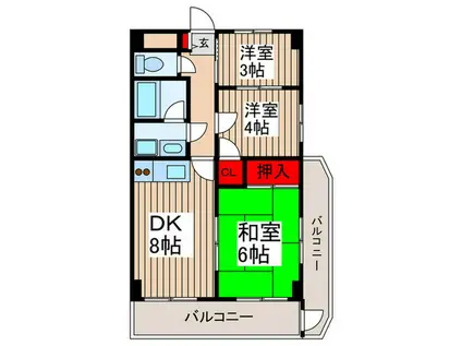 グランドゥール(3DK/3階)の間取り写真