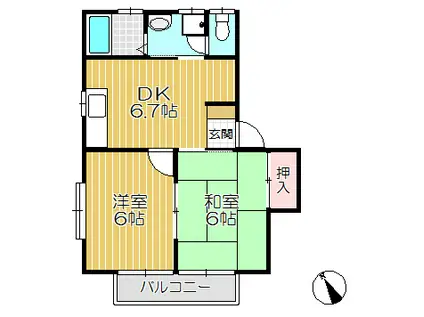 藤コーポB(2DK/2階)の間取り写真
