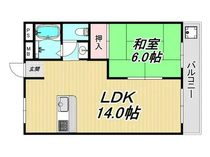 ミピアーチェ武庫之荘(1LDK/4階)の間取り写真