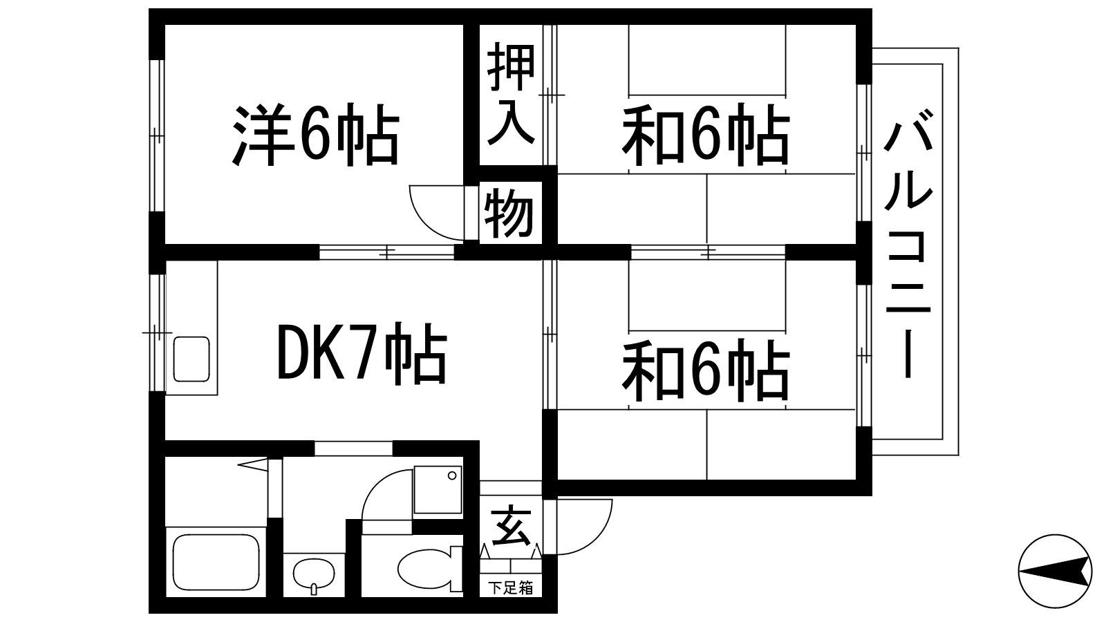 ルミエール中山(3DK/1階)の間取り写真