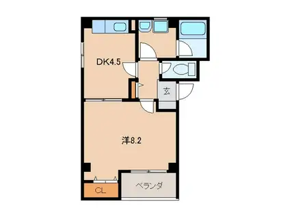 カサ・デ・はやせ(1DK/3階)の間取り写真