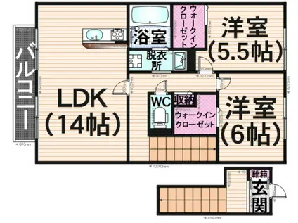 モダンコート野多目(2LDK/2階)の間取り写真