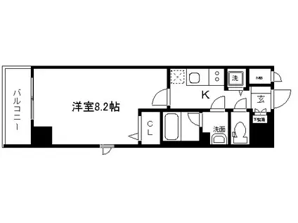 アスヴェル京都二条駅前II(1K/5階)の間取り写真