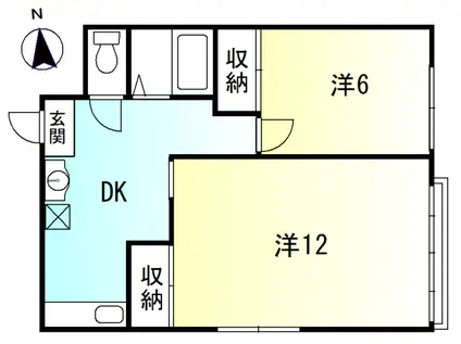 コーポ黒潮(2DK/2階)の間取り写真