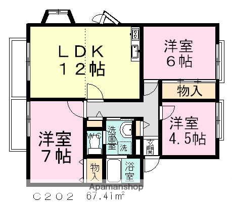 サンビレッジ船橋(3LDK/2階)の間取り写真