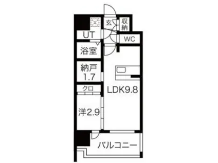 ESTONE HIGASHIOSAKAIIエストワンヒガシオオサカツー(1SLDK/7階)の間取り写真