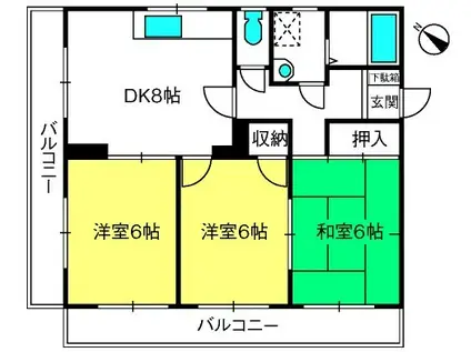入間川ハイム(3DK/2階)の間取り写真