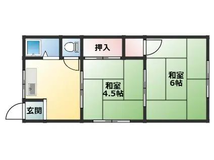 第2山楽荘(2K/1階)の間取り写真