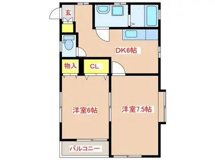 プロスパーM(2DK/2階)の間取り写真