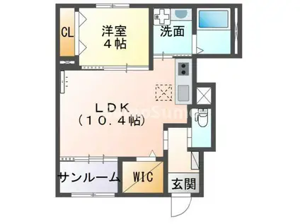 アルバ西岡本(1LDK/1階)の間取り写真