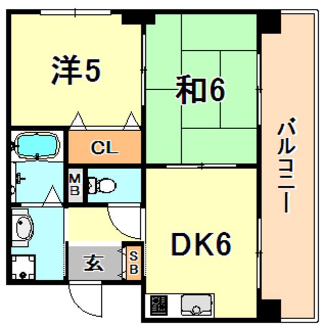 第2メゾン藤原(2DK/4階)の間取り写真