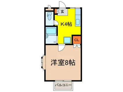 ハッピーハイツ(1K/2階)の間取り写真