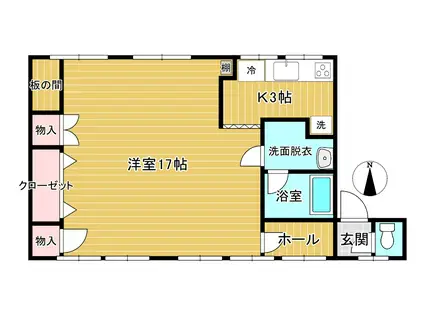 Nビル(1K/3階)の間取り写真