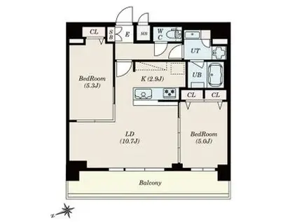 S-RESIDENCE四日市安島ALOGGIO フリーレ(2LDK/13階)の間取り写真