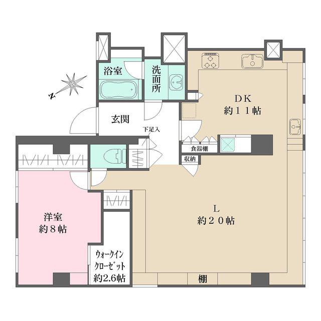 羽沢ハウス(1LDK/1階)の間取り写真