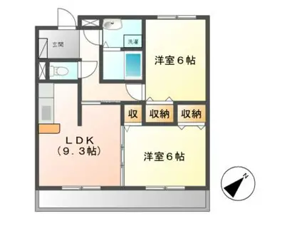 メルベーユ(2DK/1階)の間取り写真