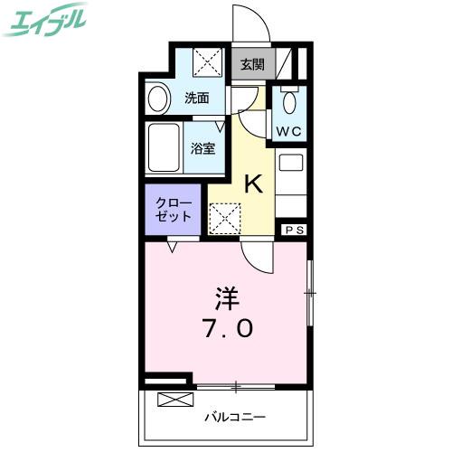 カーサ 幸(1K/2階)の間取り写真