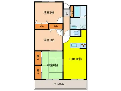 フォレスト際波(3LDK/3階)の間取り写真