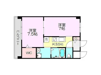 プラム・サン(2K/4階)の間取り写真