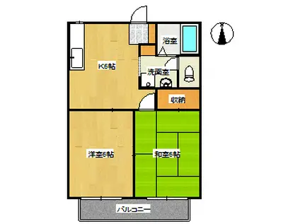 コーポ長船B(2DK/1階)の間取り写真