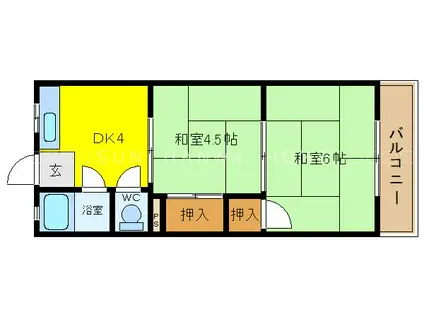 門野マンションB棟(2DK/1階)の間取り写真